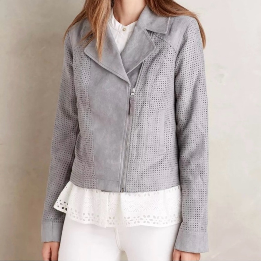 Anthropologie Hei Hei Vegan Suede Moto Jacket Size Small